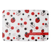 Eenvoudig rood, zwart en wit ladybug-patroon badmat (Voorkant)