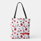 Eenvoudig rood, zwart en wit ladybug-patroon draagtas (Achterkant)