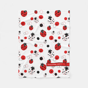 Eenvoudig rood, zwart en wit ladybug-patroon fleece deken