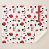 Eenvoudig rood, zwart en wit ladybug-patroon sherpa deken (Voorkant (horizontaal))