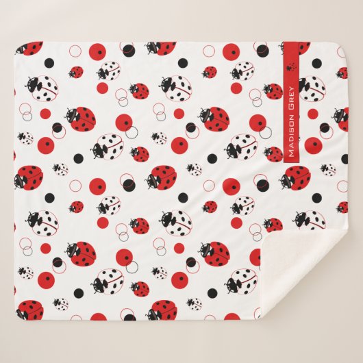 Eenvoudig rood, zwart en wit ladybug-patroon sherpa deken (Voorkant (horizontaal))