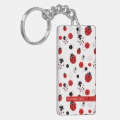 Eenvoudig rood, zwart en wit ladybug-patroon sleutelhanger (Voorkant Links)