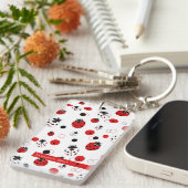 Eenvoudig rood, zwart en wit ladybug-patroon sleutelhanger (Voorkant Rechts)