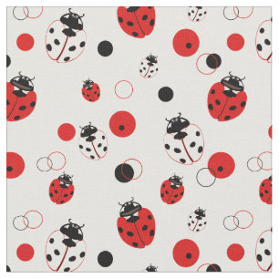Eenvoudig rood, zwart en wit ladybug-patroon stof