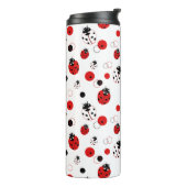 Eenvoudig rood, zwart en wit ladybug-patroon thermosbeker (Gedraaid links)