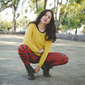 Eenvoudig Rood Zwart Rustiek Chique Buffalo Contro Leggings