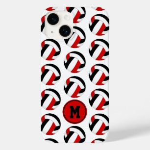 Eenvoudig rood zwart volleyballen patroon monogram Case-Mate iPhone 14 hoesje