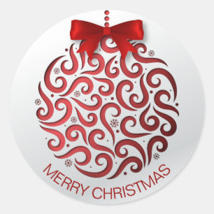 Eenvoudig roodkerstsieraarster ronde sticker