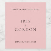 Eenvoudig Roos bruiloft Wijn Etiket (Enkel label)