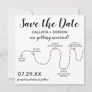 Eenvoudig Roos Gold Black White-lijnverbinding Save The Date