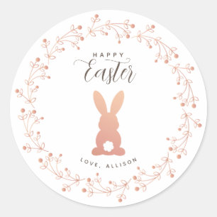 Eenvoudig Roos Gold Bunny, aangepast paaslabel Ronde Sticker
