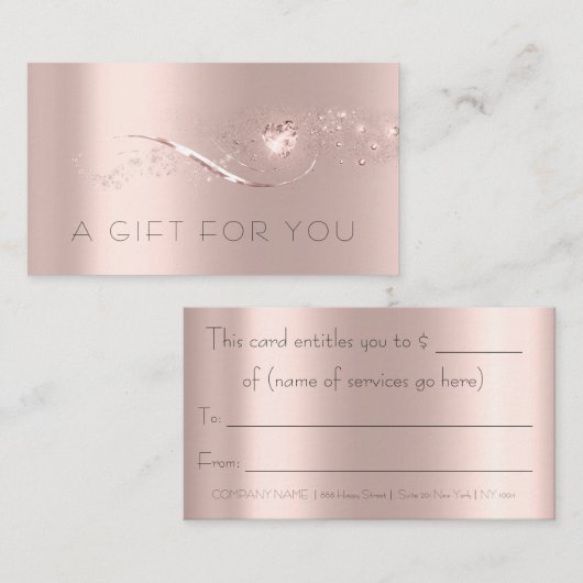 Eenvoudig Roos Gold Heart Cadeaubon Beauty Lux Afsprakenkaartje (Voorkant / Achterkant)