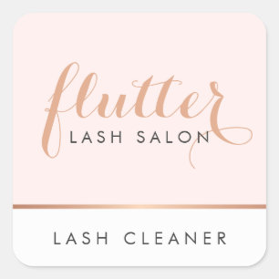 Eenvoudig Roos Gold Lash Salon Logo Roze Vierkante Sticker