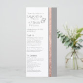 Eenvoudig Roos Gold Lijst Slate Grey Wedding Programma (Staand voorkant)