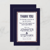 Eenvoudig Roos Gold Lined Navy Blue Dank u Kaarten (Voorkant / Achterkant)