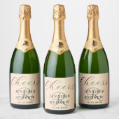 Eenvoudig Roos Gold Monogram Weddenschap Sparkling Wijnetiket (Flessen)