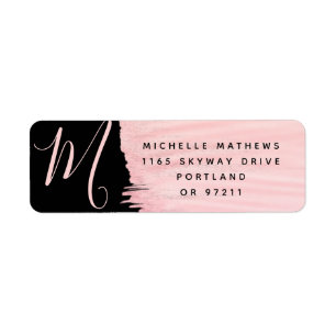 Eenvoudig Roos Gold Paint Monogram Business Black Etiket