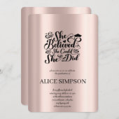 Eenvoudig roos goud Afstuderen Kaart (Voorkant / Achterkant)