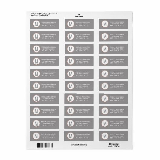Eenvoudig Roos Goud Lijst Slate Grey Bruiloft Adre Etiket (Full Sheet)