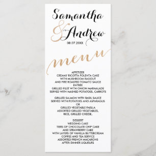 Eenvoudig roos gouden folie chique bruiloft menu