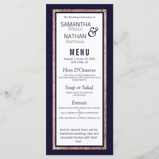 Eenvoudig Roos gouden marineverbindingen Menu (Voorkant)