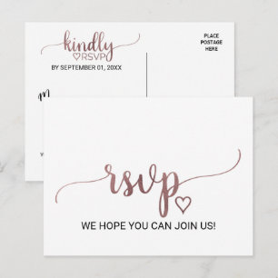 Eenvoudig Roos kalligrafie Song Request RSVP Brief Uitnodiging Briefkaart