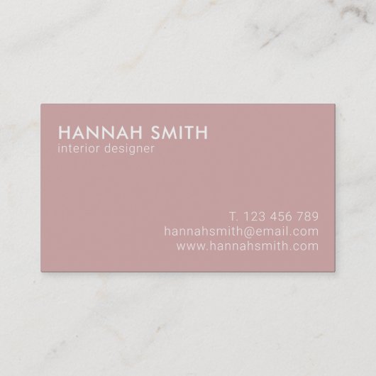 Eenvoudig Roos Modern minimalistisch Visitekaartje (Achterkant)