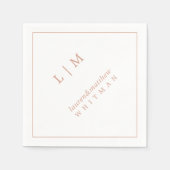 Eenvoudig Roos Roze Monogram Elegante bruiloft Servet (Voorkant)