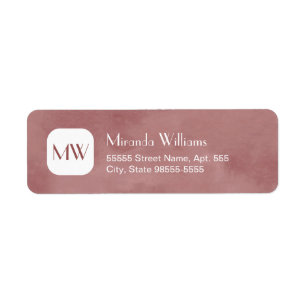 Eenvoudig rosy bruin monogram met naam etiket