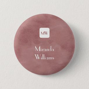 Eenvoudig rosy bruin monogram met naam ronde button 5,7 cm