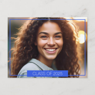 Eenvoudig Royal Blue Photo Afstuderen Briefkaart