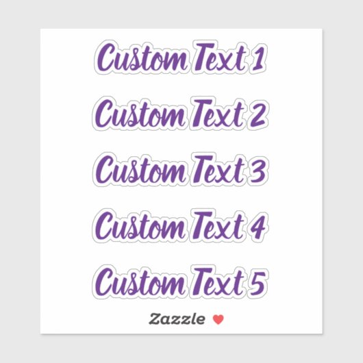 Eenvoudig Royal Paarse Script 5 regels tekst Sticker (Vel)