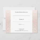 Eenvoudig roze champagne Glitter Gift Certificate (Achterkant)