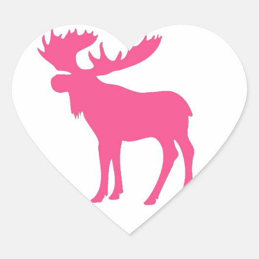 Eenvoudig roze eland symbool hart sticker (Voorkant)
