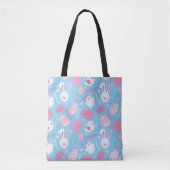Eenvoudig roze en blauw paaspatroon | Canvas tas (Voorkant)
