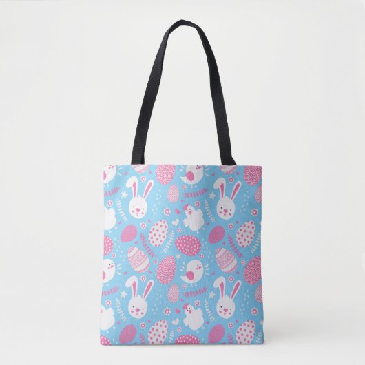 Eenvoudig roze en blauw paaspatroon | Canvas tas (Voorkant)