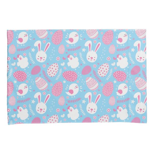 Eenvoudig roze en blauw paaspatroon | Proefcase Kussensloop (Voorkant-Rechts)