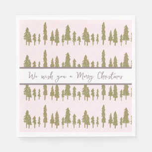 Eenvoudig roze en magenta kerstpatroon servet