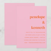 Eenvoudig roze en Oranje moderne bruiloft in één k Kaart (Voorkant / Achterkant)