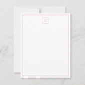 Eenvoudig roze en wit monogram notitiekaartje (Voorkant)