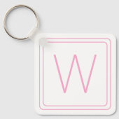 Eenvoudig roze en wit monogram sleutelhanger (Voorkant)