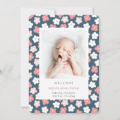 Eenvoudig roze Florence Waterverf Cute Birth Aankondiging (Voorkant)