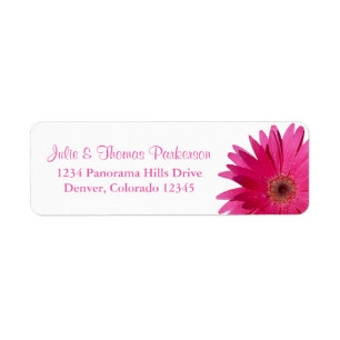 Eenvoudig Roze Gerbera Daisy Bruiloft Retouradres Etiket