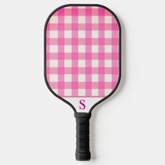 Eenvoudig roze Gingham gepersonaliseerd Pickleball Paddle (Voorkant)