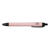 Eenvoudig Roze Glitter Monogram Zwarte Inkt Pen (Bodem)