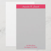 Eenvoudig Roze grijs Briefpapier (Voorkant / Achterkant)