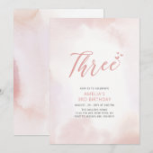 Eenvoudig roze hart 3de meisjesfeest kaart (Voorkant / Achterkant)