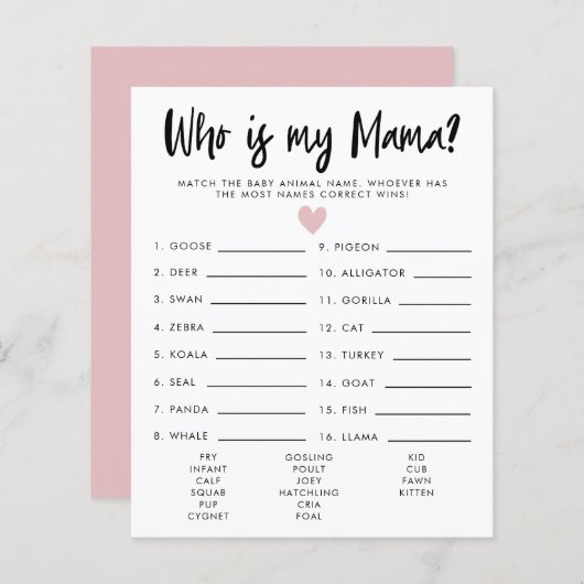 Eenvoudig roze hart dat mijn Baby shower is (Voorkant / Achterkant)