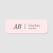 Eenvoudig roze Initialen - Schone pasta Naamplaatje (Voorkant)