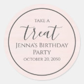 Eenvoudig roze kalligrafie Waterverf script Ronde Sticker (Voorkant)